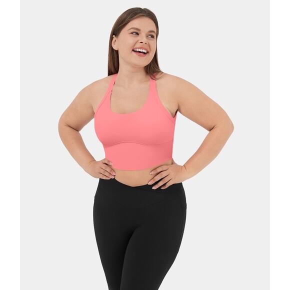 Halara Cut Out Twisted Cropped Yoga Tank Top in Shell Pink Size 3X - Picture 3 of 7